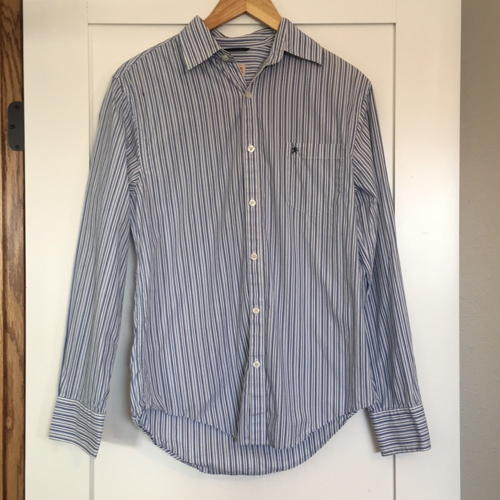 Mossimo blue & white striped button down shirt